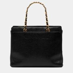 مملوكة مسبقًا Chanel Black Caviar Logo Chain Tote