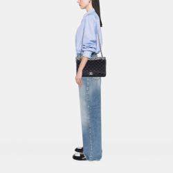 Pre Owned Chanel Black Maxi Classic Lambskin Double Flap