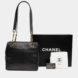 Pre Owned حقيبة شانيل كتف سي سي ثلاثية جلد كافيار أسود