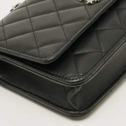 Pre Owned Chanel CC Crystal Star Black Quilted Leather Wallet On Chain
