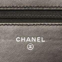 Pre Owned Chanel CC Crystal Star Black Quilted Leather Wallet On Chain