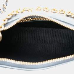 مملوكة مسبقًا Chanel Grey CC Quilted Metallic Lambskin Logo Chain Satchel