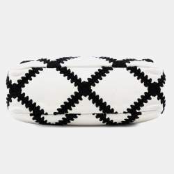 Pre Owned Chanel Black White Medium Crochet Calfskin 19 Flap