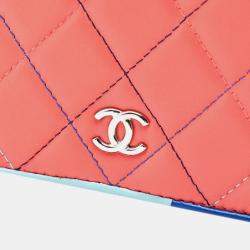مملوكة مسبقًا Chanel Pink CC Quilted Lambskin Multicolor Border Full Flap Wallet on Chain