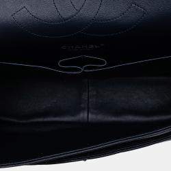 مملوكة مسبقًا حقيبة شانيل بغطاء مزدوج كافيار كلاسيكي كبير أزرق