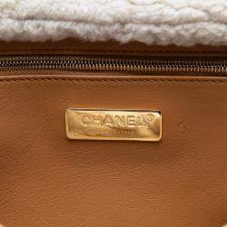 مملوكة مسبقًا Chanel Brown Medium Embroidered Suede 19 Flap with Shearling Trim