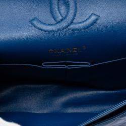 Pre Owned Chanel Blue Medium Classic Lambskin Double Flap