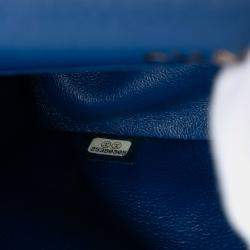Pre Owned Chanel Blue Medium Classic Lambskin Double Flap