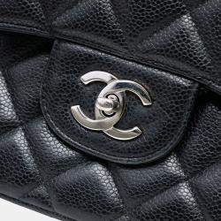 Pre Owned Chanel Black Jumbo Classic Caviar Single Flap