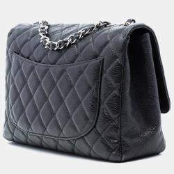 Pre Owned Chanel Black Jumbo Classic Caviar Single Flap