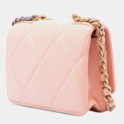 Pre Owned Chanel Pink Quilted Lambskin 19 Wallet on Chain