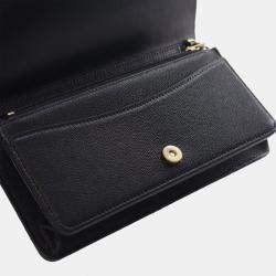 Pre Owned Chanel Black Quilted Caviar Glitter CC Roller Skate Clutch With Chain