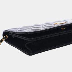 Pre Owned Chanel Black Quilted Caviar Glitter CC Roller Skate Clutch With Chain