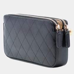 Pre Owned حقيبة شانيل كلاسيك سي سي جلد ماعز أسود مع لؤلؤ أنيق بسحاب مزدوج وسلسلة