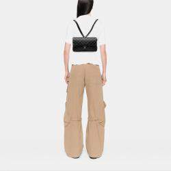 Pre Owned حقيبة ظهر شانيل متوسطة سوداء جلد الخروف مبطنة