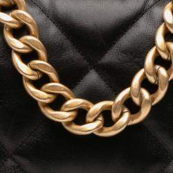 Pre Owned حقيبة شانيل لامبسكين أسود ماكسي 19 فلاپ