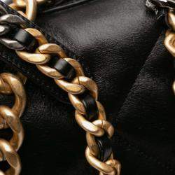 Pre Owned حقيبة شانيل لامبسكين أسود ماكسي 19 فلاپ