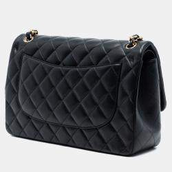 Pre Owned Chanel Black Jumbo Classic Lambskin Double Flap