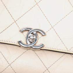 مملوكة مسبقًا حقيبة شانيل بني أسود CC جلد عجول مجعد وجروسجرين القلاب