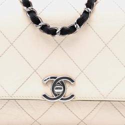 مملوكة مسبقًا حقيبة شانيل بني أسود CC جلد عجول مجعد وجروسجرين القلاب