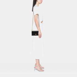 Pre Owned Chanel Black Quilted Goatskin Chic Pearls Clutch with Chain