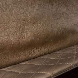 مملوكة مسبقًا حقيبة شانيل فلاب أكورديون كبيرة مبطنة جلد العجل ميتاليك بني اسطنبول