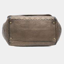 مملوكة مسبقًا حقيبة شانيل فلاب أكورديون كبيرة مبطنة جلد العجل ميتاليك بني اسطنبول