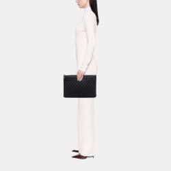 Pre Owned Chanel Black Large Quilted Caviar Boy O Case Clutch