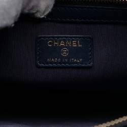 Pre Owned حقيبة كلتش شانيل O كبيرة جلد خروف مبطن أزرق