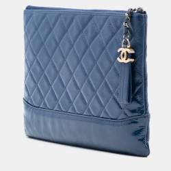 Pre Owned Chanel Blue Medium Aged Calfskin Gabrielle O Case Clutch
