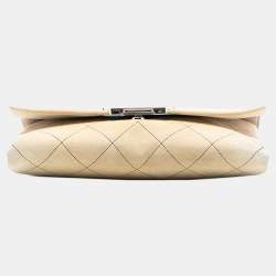 Pre Owned Chanel Brown Quilted Suede Retro Label Flap