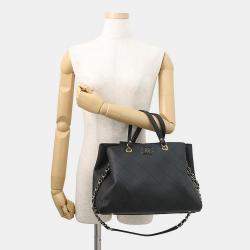 Pre Owned حقيبة تسوق شانيل ماتلاسي جلد عجل أسود حجم متوسط