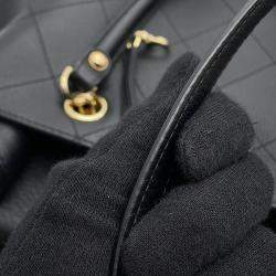 Pre Owned حقيبة تسوق شانيل ماتلاسي جلد عجل أسود حجم متوسط