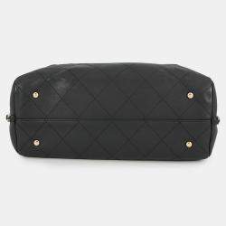 Pre Owned حقيبة تسوق شانيل ماتلاسي جلد عجل أسود حجم متوسط