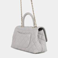 مملوكة مسبقًا Chanel Coco Handle 2Wayhandbag Ice Gray Caviar Leather Size XS