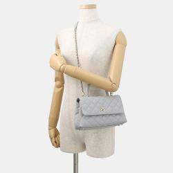 مملوكة مسبقًا Chanel Coco Handle 2Wayhandbag Ice Gray Caviar Leather Size XS