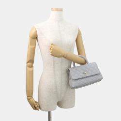 مملوكة مسبقًا Chanel Coco Handle 2Wayhandbag Ice Gray Caviar Leather Size XS