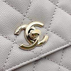 مملوكة مسبقًا Chanel Coco Handle 2Wayhandbag Ice Gray Caviar Leather Size XS