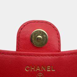 مملوكة مسبقًا Chanel Matelasse Flap Chain shoulder Phone Pouch Red Lambskin