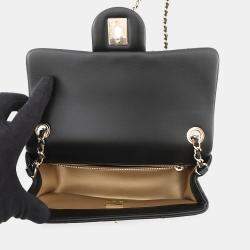 Pre Owned حقيبة كتف شانيل ميني ماتيلس كوكوبال سلسلة جلد حملان سوداء حجم 20