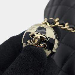 Pre Owned حقيبة كتف شانيل ميني ماتيلس كوكوبال سلسلة جلد حملان سوداء حجم 20