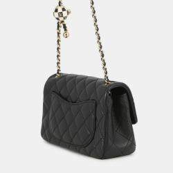 Pre Owned حقيبة كتف شانيل ميني ماتيلس كوكوبال سلسلة جلد حملان سوداء حجم 20