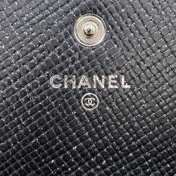 Pre Owned Chanel Matelasse Chain Me Bi-Fold Long Purse Clothes Black Caviar Leather