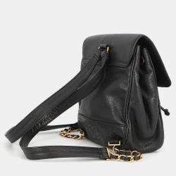 Pre Owned Chanel Triple Cc Logo Backpack Black Caviar Leather