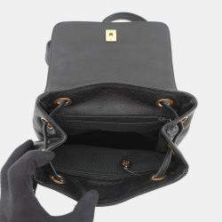 Pre Owned Chanel Triple Cc Logo Backpack Black Caviar Leather