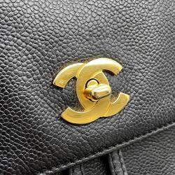Pre Owned Chanel Triple Cc Logo Backpack Black Caviar Leather