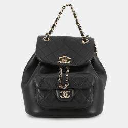 Pre Owned Chanel Matelasse Dumas Backpack Black Lambskin