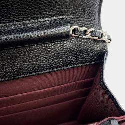 مملوكة مسبقًا محفظة شانيل سلسلة ماتلاسيه جلد كافيار أسود