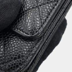 مملوكة مسبقًا محفظة شانيل سلسلة ماتلاسيه جلد كافيار أسود