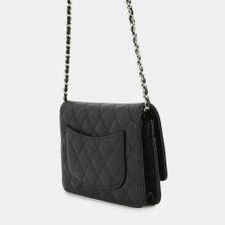 مملوكة مسبقًا محفظة شانيل سلسلة ماتلاسيه جلد كافيار أسود